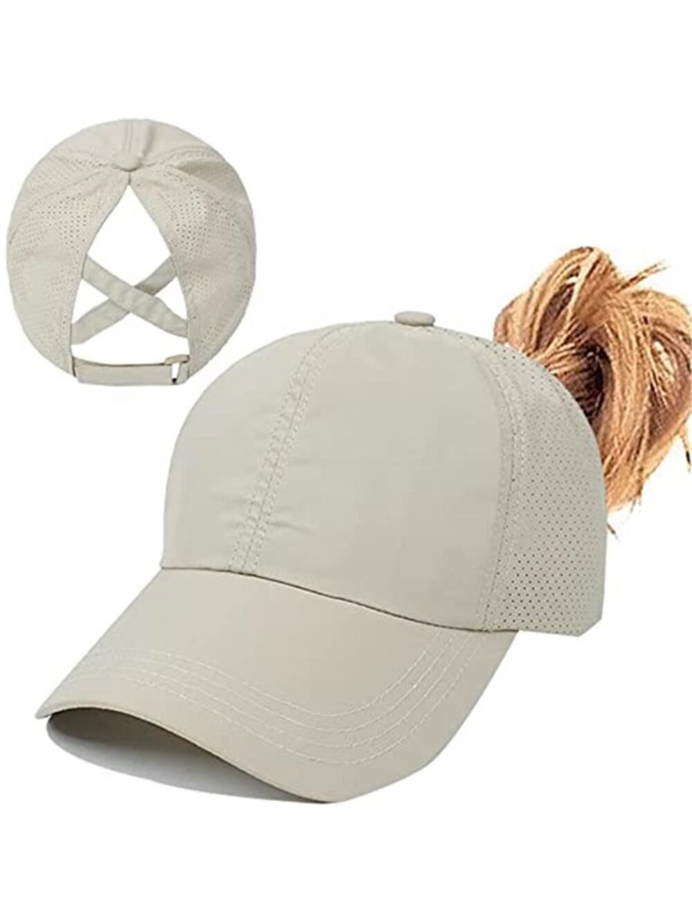 Womens Ponytail Hat Baseball Cap, Adjustable Criss Cross Baseball Cap High Bun